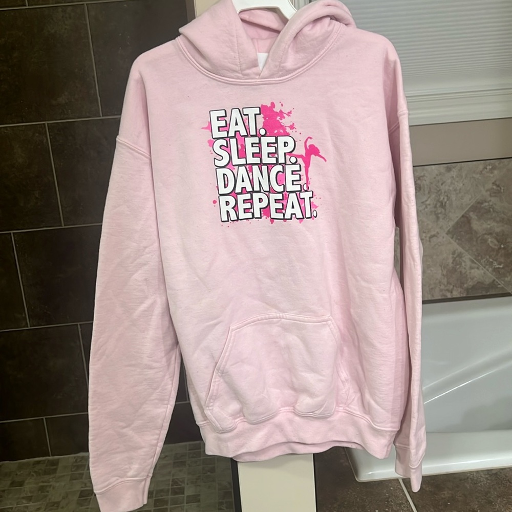 Eat, Sleep, Dance, Repeat Pink Hoodie.  Youth XL.